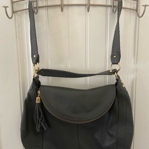 Slate leather bag. With long or short strap